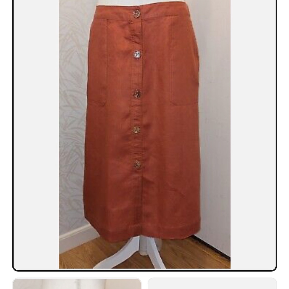 Marc New York 100% Burnt Orange Linen Skirt SZ S 100% linen could fit a M